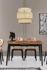 Lınear Tekli Kahverengi Modern Ahşap Salon Avize