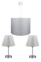 Etsylight Dora 3'lü Gri Sarkıt Modern Cam Salon-Oturma Odası Avize