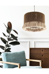 Homing Natural Tekli Lacivert Kumaş Modern Kumaş Salon-Oturma Odası Avize