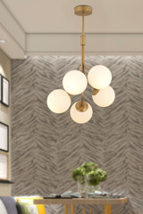 Apliqa Amir 5'li Beyaz Sarkıt Modern Krom Salon-Oturma Odası Avize