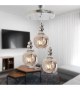 Apliqa 3'lü Beyaz Kristal Taşlı Modern Metal Salon-Oturma Odası Avize