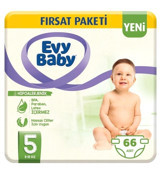 Evy Baby Fırsat Paketi 5 Numara Bantlı Bebek Bezi 66'lı