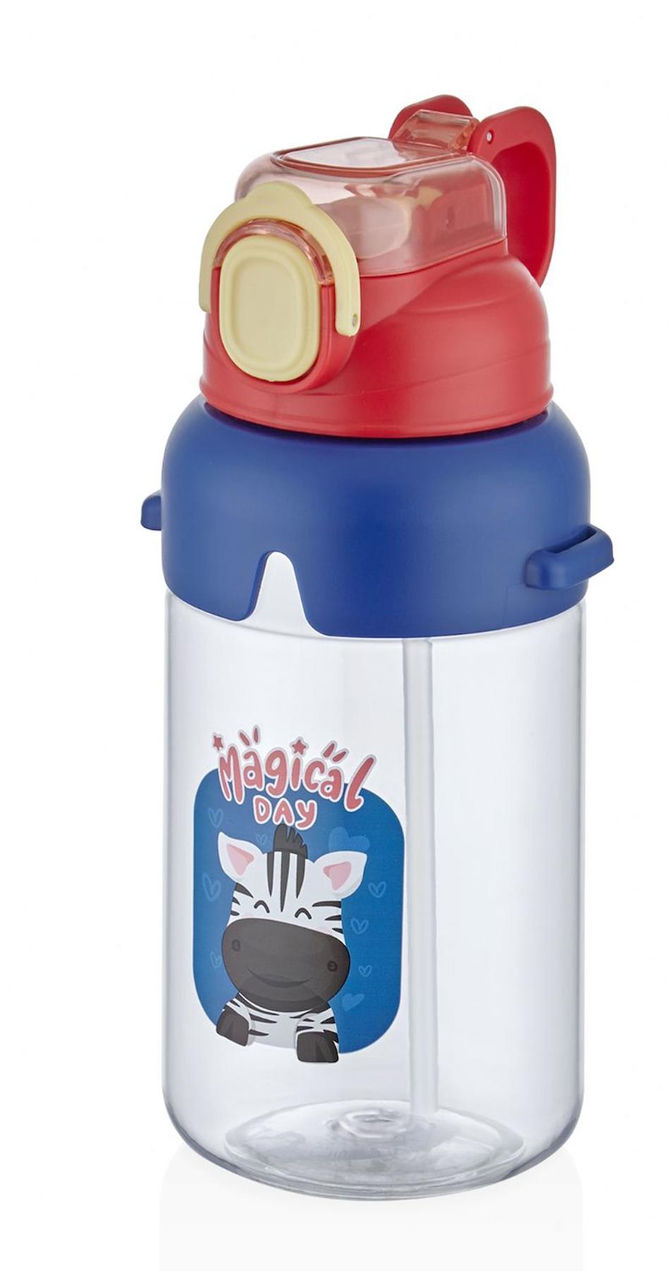 Vagonlife Kapaklı Pipetli Şeffaf Okul Çocuk Matara 650 ml