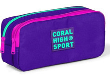 Coral High Sport Mor Düz Bez Bölmeli Çift Gözlü Dikdörtgen Cüzdan Kalemlik