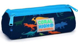 Coral High Kids 22329 Lacivert Baskılı Bez Bölmeli 3 Gözlü Silindir Cüzdan Kalemlik