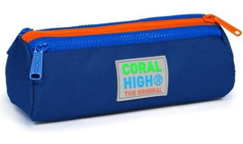 Coral High Kids 22016 Lacivert Düz Bez Bölmeli 3 Gözlü Silindir Cüzdan Kalemlik