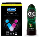 Durex Extreme Geciktiricili Tırtıklı Prezervatif 20'li+Okey Ginseng Kayganlaştırıcı Jel 200 ml