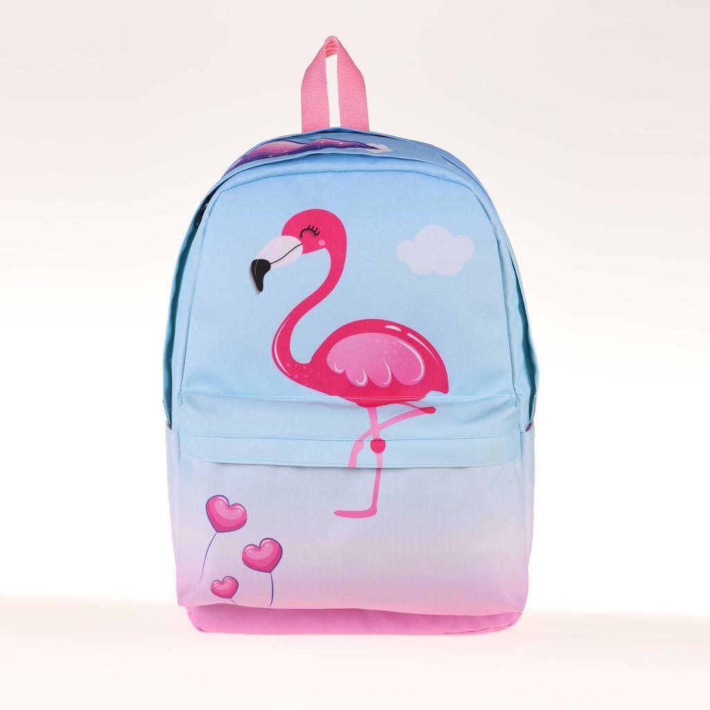 Kaukko 1395 Flamingo Hayvan 3 Gözlü Çok Renkli İlkokul Kız Çocuk Sırt Çantası