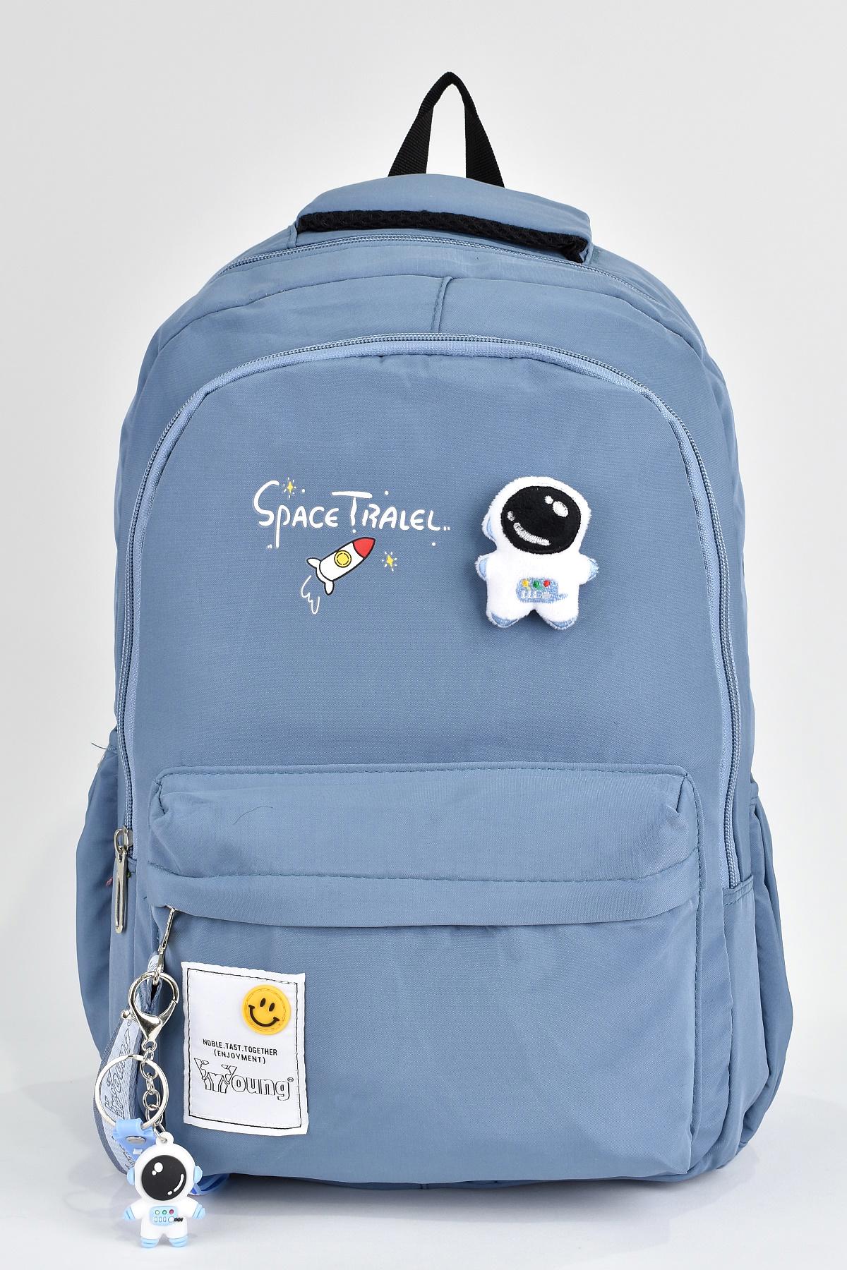 Elatae 51497 Astronot Uzay Su Geçirmez 3 Gözlü Mavi Lise-Üniversite Unisex Sırt Çantası