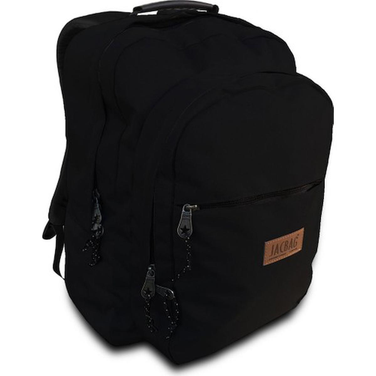 Jacbag 3 Gözlü Siyah Lise-Üniversite Unisex Sırt Çantası