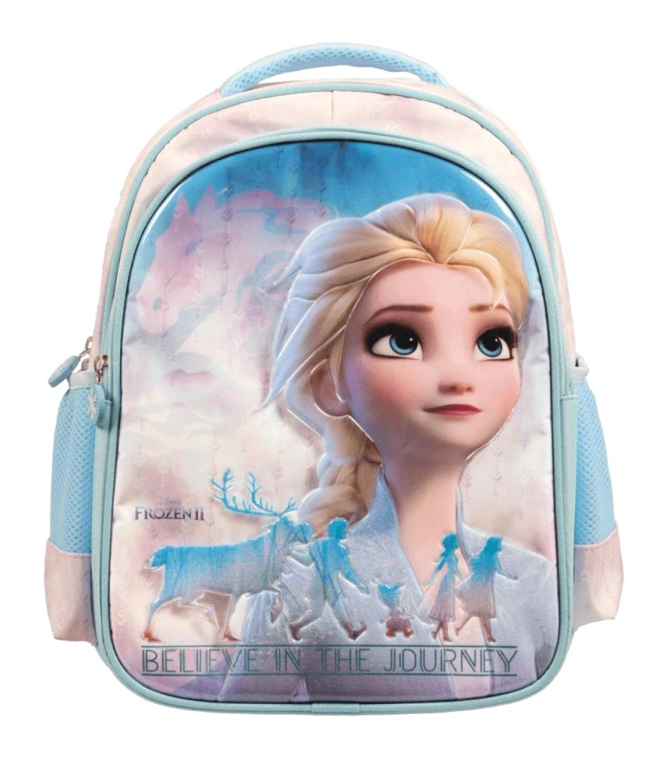 Frocx 5141 Elsa Frozen Su Geçirmez 2 Gözlü Mavi İlkokul Kız Çocuk Sırt Çantası