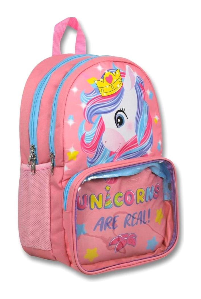 Ümit Çanta 3190 Unicorn Hayvan 5 Gözlü Pembe İlkokul Kız Çocuk Sırt Çantası