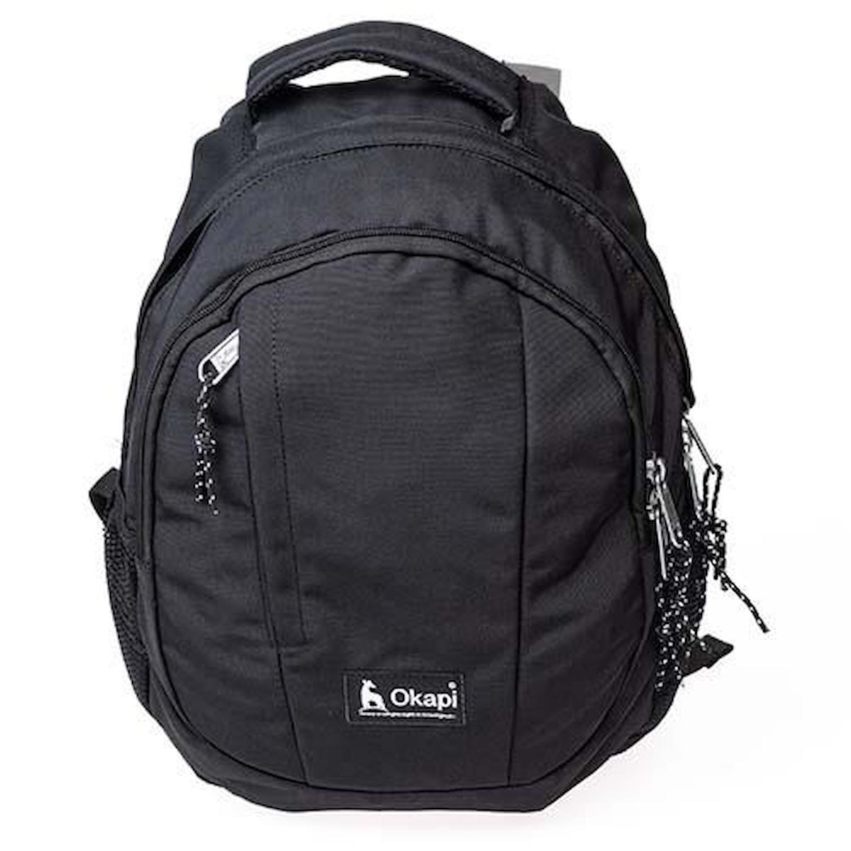 Okapi OKP-125 Su Geçirmez 3 Gözlü Siyah Lise-Üniversite Unisex Sırt Çantası