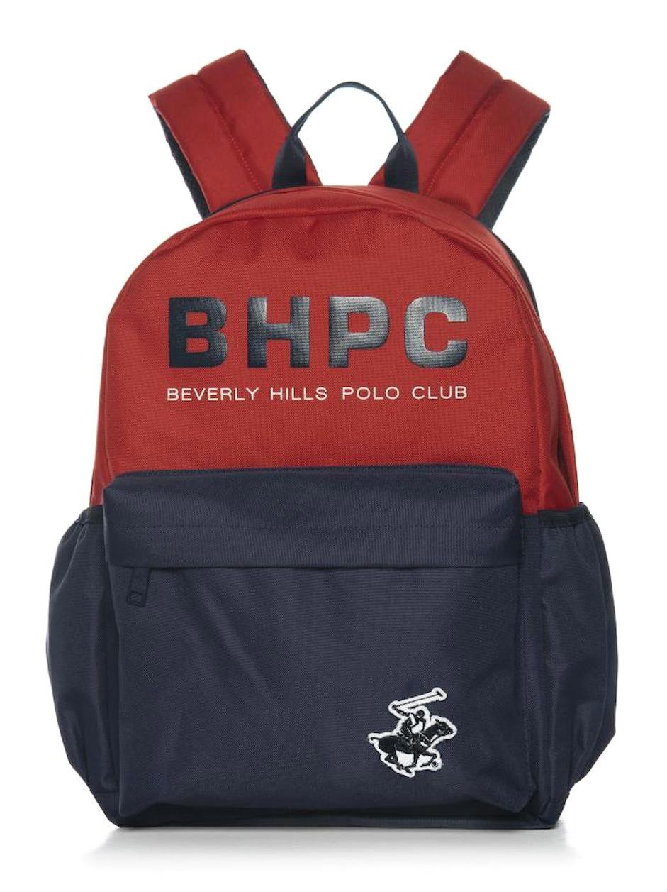 Beverly Hills Polo Club 5 Gözlü Kırmızı-Lacivert Lise-Üniversite Unisex Sırt Çantası