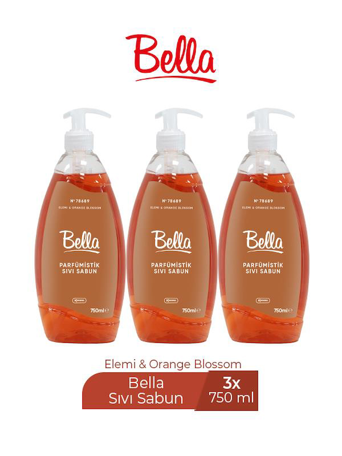 Bella Portakal Çiçeği Nemlendiricili 3'lü 750 ml Sıvı Sabun