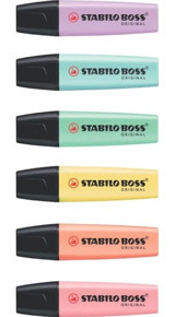 Stabilo Boss 6'lı Pastel Çok Renkli Kesik Uçlu Fosforlu Kalem Seti