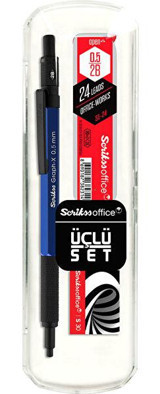 Scrikss Graph X Silgili Metal Metalik Mavi 0.5 mm Uçlu Versatil Kalem Seti