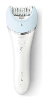 Philips BRE605/05 Satinelle Advanced Genital Bölge Tüm Vücut Koltuk Altı Bacak İçin 32 Cımbızlı Tek Başlıklı Kablolu-Kablosuz Islak Kuru Epilasyon Aleti Beyaz-Mavi