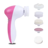 River World Tüm Ciltler İçin 5 Başlıklı Fırçalı Pilli Yüz Temizleme Cihazı Pembe