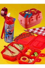 Optizon Suluklu Yıkanabilir Organik Superman Kırmızı Beslenme Çantası