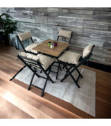 Modern Style Home Bistro Metal 4'lü Bahçe Koltuğu Bej-Siyah