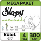 Sleepy Natural 4 Numara Organik Külot Bebek Bezi 300'lü