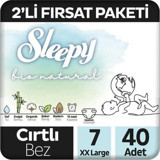 Sleepy Bio Natural 7 Numara Organik Cırtlı Bebek Bezi 40'lı