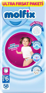 Molfix Pants 6 Numara Külot Bebek Bezi 58'li