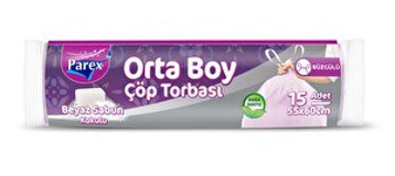 Parex Beyaz Sabun Kokulu Büzgülü Orta Boy 55x60 cm Çöp Poşeti 15 Adet Pembe