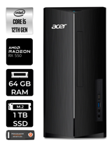 Acer Aspire DT.BHUEM.005 Harici Radeon RX 550 Intel Core i5 12400 64 GB Ram 1 TB SSD Tower Windows 11 Pro Masaüstü Bilgisayar + PER4 BELLEK