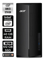 Acer Aspire TC1760 DT.BHUEM.004 Dahili Intel UHD Graphics Intel Core i3 12100 40 GB Ram 512 GB SSD Tower Windows 11 Pro Masaüstü Bilgisayar + PER4 BELLEK