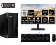 Acer Aspire TC1760 DTBHUEM005MNT1447 Harici Radeon RX 550 Intel Core i5 12400 64 GB Ram 512 GB SSD Tower Windows 11 Pro 23.8 inç Monitörlü Masaüstü Bilgisayar + PER4 BELLEK