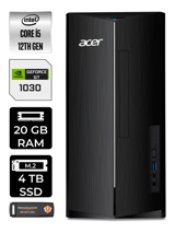 Acer Aspire DT.BHUEM.005 Harici GeForce GT 1030 Intel Core i5 12400 20 GB Ram 4 TB SSD Tower FreeDos Masaüstü Bilgisayar + PER4 BELLEK