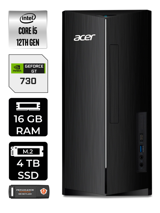 Acer Aspire DT.BHUEM.005 Harici GeForce GT 730 2 GB Intel Core i5 12400 16 GB Ram 4 TB SSD Tower FreeDos Masaüstü Bilgisayar + PER4 BELLEK