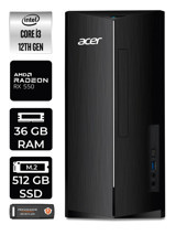 Acer Aspire DT.BHUEM.004 Harici Radeon RX 550 Intel Core i3 12100 36 GB Ram 512 GB SSD Tower Windows 11 Home Masaüstü Bilgisayar + PER4 BELLEK