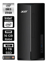 Acer Aspire TC1760 DT.BHUEM.004 Dahili Intel UHD Graphics Intel Core i3 12100 16 GB Ram 1 TB SSD Tower Windows 11 Home Masaüstü Bilgisayar + PER4 BELLEK
