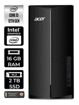 Acer Aspire TC1760 DT.BHUEM.004 Dahili Intel UHD Graphics Intel Core i3 12100 16 GB Ram 2 TB SSD Tower Windows 11 Home Masaüstü Bilgisayar + PER4 BELLEK