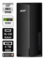 Acer Aspire DT.BHUEM.004 Harici GeForce GT 1030 Intel Core i3 12100 16 GB Ram 4 TB SSD Tower Windows 11 Home Masaüstü Bilgisayar + PER4 BELLEK