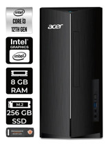 Acer Aspire TC1760 DT.BHUEM.004 Dahili Intel UHD Graphics Intel Core i3 12100 8 GB Ram 256 GB SSD Tower FreeDos Masaüstü Bilgisayar + PER4 BELLEK
