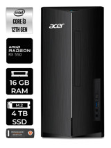 Acer Aspire DT.BHUEM.004 Harici Radeon RX 550 Intel Core i3 12100 16 GB Ram 4 TB SSD Tower FreeDos Masaüstü Bilgisayar + PER4 BELLEK
