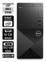 Dell Vostro 3910MT N3563VDT3910EMEA Dahili Intel UHD Graphics Intel Core i3 12100 16 GB Ram 512 GB SSD Tower FreeDos Masaüstü Bilgisayar + PER4 BELLEK