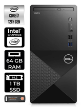 Dell Vostro 3910MT N7600VDT3910 Dahili Intel UHD Graphics Intel Core i7 12700 64 GB Ram 1 TB SSD Tower FreeDos Masaüstü Bilgisayar + PER4 BELLEK