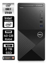 Dell Vostro 3910MT N7598VDT3910 Dahili Intel UHD Graphics Intel Core i7 12700 40 GB Ram 2 TB SSD Tower Windows 11 Pro Masaüstü Bilgisayar + PER4 BELLEK