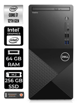 Dell Vostro 3910MT N7600VDT3910 Dahili Intel UHD Graphics Intel Core i7 12700 64 GB Ram 256 GB SSD Tower FreeDos Masaüstü Bilgisayar + PER4 BELLEK