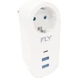 Fly 3400-01 Tekli Soket 3'lü USB Kablosuz Tekli 2500 J Akım Korumalı Priz