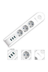 Prc Mp09 3'lü Soket 2 metre 3'lü USB Kablosuz Tekli 2500 J Akım Korumalı Priz