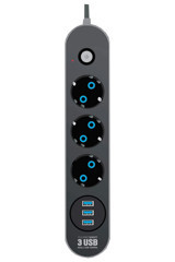 Holly 3'lü Soket 2 metre 2'li USB Kablolu Çiftli Akım Korumalı Priz