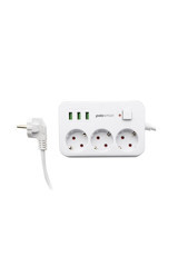 Polosmart Mp08 3'lü Soket 2 metre 3'lü USB Kablolu Tekli 2500 J Akım Korumalı Priz