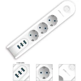 Polosmart Mp09 3'lü Soket 2 metre 3'lü USB Kablolu Çiftli 2500 J Akım Korumalı Priz