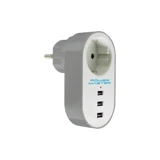 Powermaster Tekli Soket 3'lü USB Kablosuz Tekli Akım Korumalı Priz
